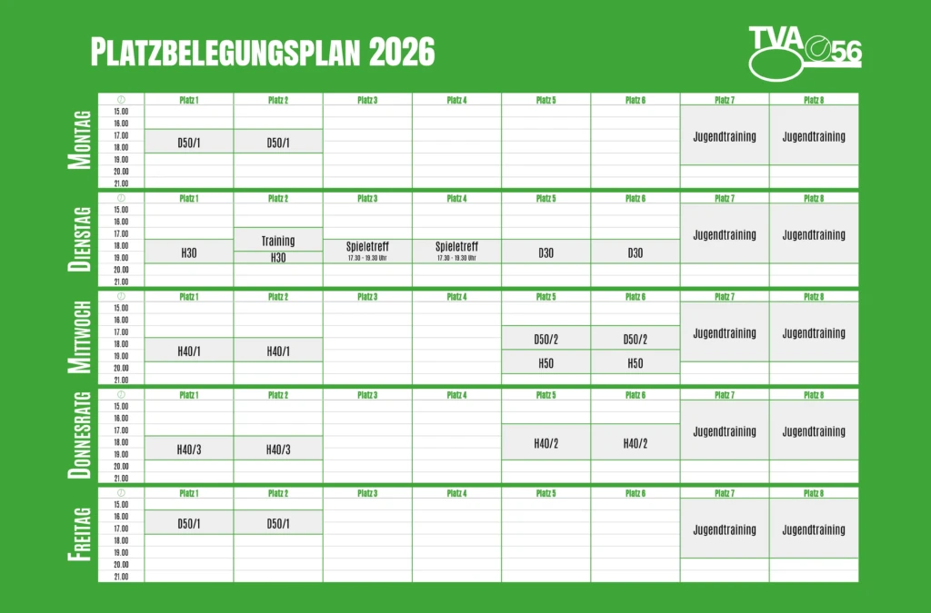 Platzbelegungsplan 2026